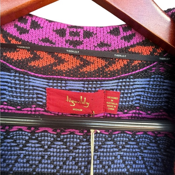 NEW Tigerlily Women’s Multicolor Open Front Cardigan Boho Chic Medium MSRP $299 - Picture 5 of 9